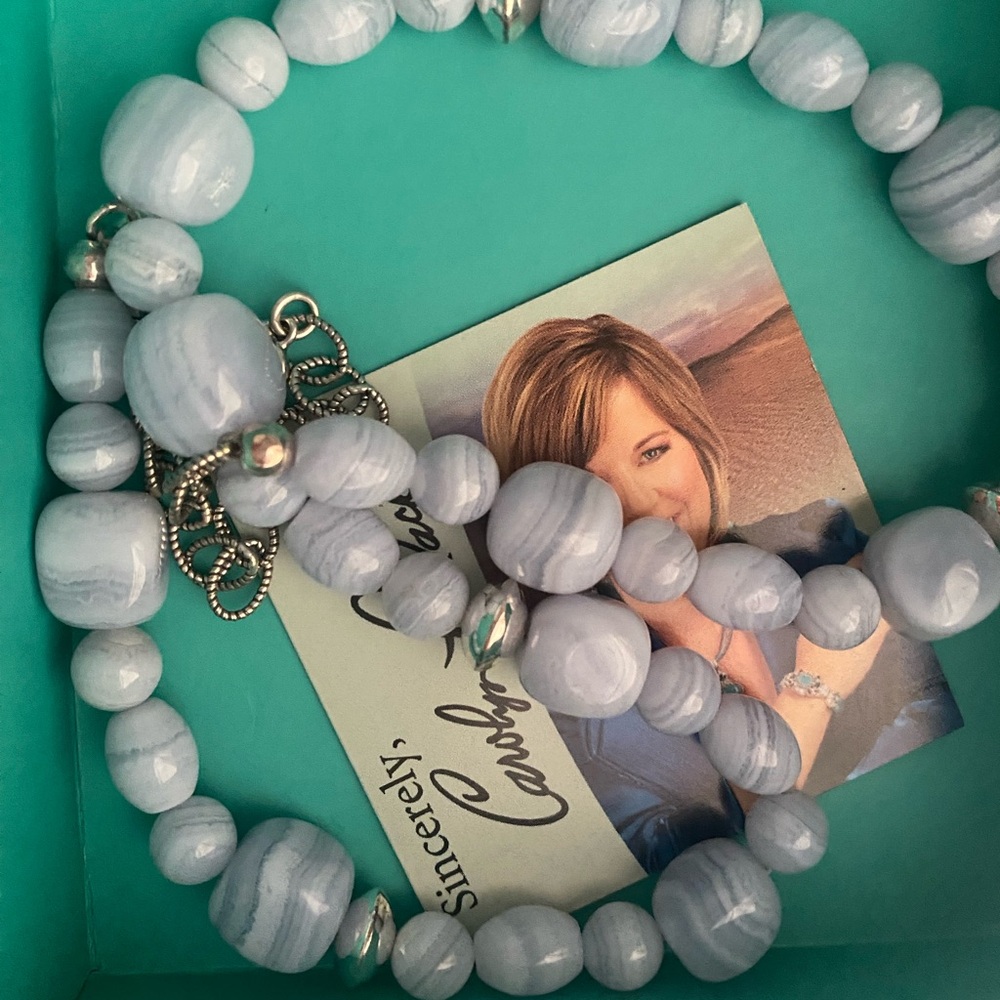 Carolyn Pollack Light Blue and Silver Beaded Necklace